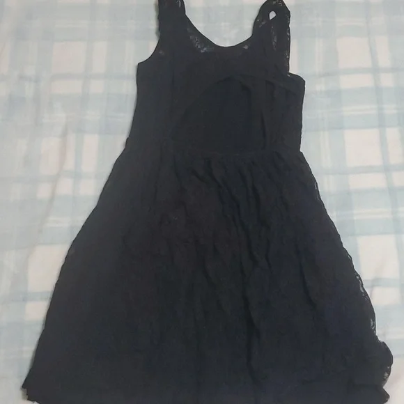 MIDNIGHT HOUR Black Floral Lace Short Dress Size Medium - Picture 3 of 8